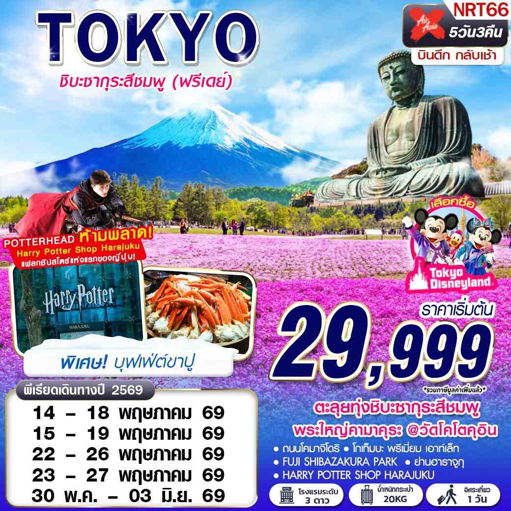 NRT66 XJ DMK TOKYO ชิบะซากุระสีชมพู (FREEDAY) บินดึกกลับเช้า 5D3N